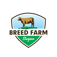 Meat Farm Logo, Breed Farm Logo, Cattle Farm Logo