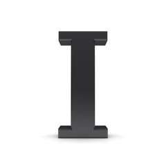 I black letter sign alphabet 3d text capital character rendering font isolated on white background