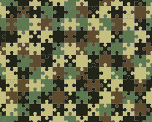 Separate pieces of colorful camouflage puzzle, vector illustration