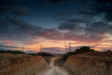 wind generator fields under construction in Spain