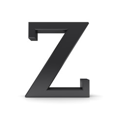 Z black letter sign alphabet 3d text capital character rendering font isolated on white background