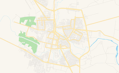 Fototapeta premium Printable street map of Al-Hasakah, Syria
