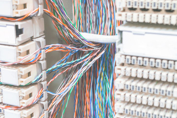  The colored wires are connected to the mini phone stations. Analog cross ip telephony panel....