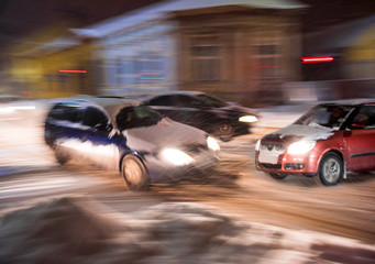 Car accident. Two cars crashed on the city road
