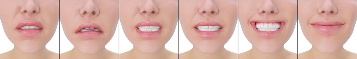 set female facial expressions mouth close up