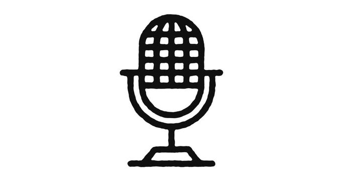 Podcasts outline icon animation footage/video. Hand drawn like symbol animated with motion graphic, can be used as loop item, has alpha channel and it's at 4K video resolution.