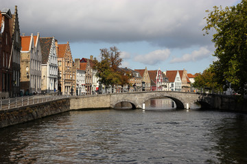 Fototapeta premium Bruges tourism streets and river Belgium