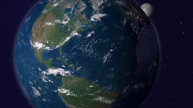 Earth with moon animation, Version6, America