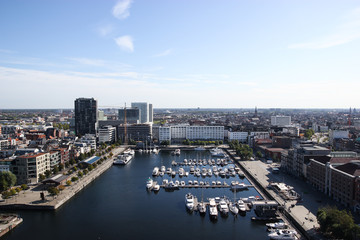 Fototapeta na wymiar View on landscape city from Antwerp Arts Museum