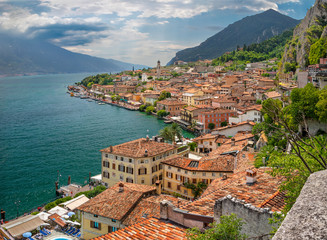 Limone sul Garda - The little town under the alps rocks on the Lago di Garda lake.