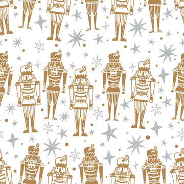 Christmas vector seamless Nutcracker pattern.  Seamless pattern can be used for wallpaper, pattern fills, web page background, surface textures.