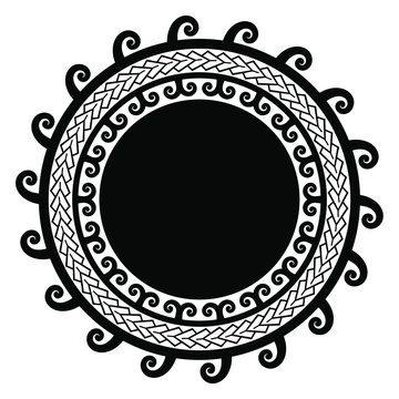 black element for creating a logo pattern, tribal tattoo circle pattern  polynesian style, isolated vector frame Stock Vector