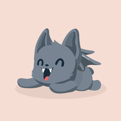 Cute bat cartoon on pastel background..