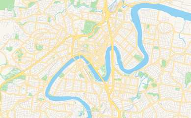 Printable street map of Brisbane, Australia - obrazy, fototapety, plakaty