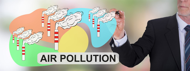 Air pollution concept drawn by a businessman