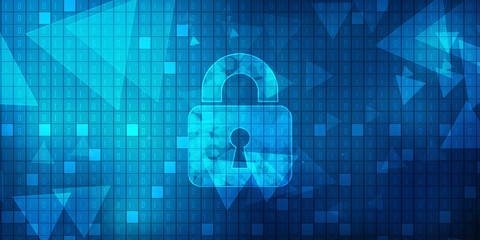 2d illustration Safety concept: Closed Padlock on digital background