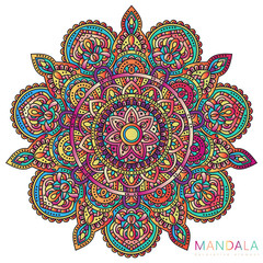 Vector round abstract circle. Mandala style. Decorative element, colored circular design element.
