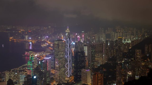 Timelapse Hong Kong Central and Western districts at night