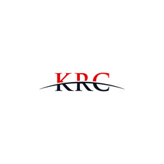 Initial letter KRC, overlapping movement swoosh horizon logo company design inspiration in red and dark blue color vector