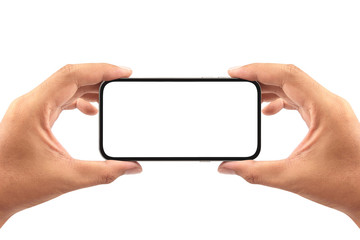 take a photo with smartphone isolated on white