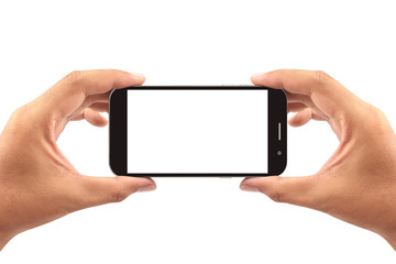 take a photo with smartphone isolated on white