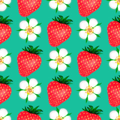 Strawberry watercolor seamless pattern. Watercolor illustration with colorful strawberries. Seamless watercolor pattern for print design. Colorful wallpaper. Isolated illustration. White isolated