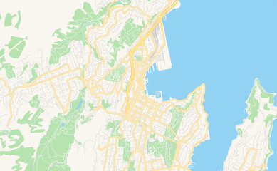 Printable street map of Wellington, New Zealand