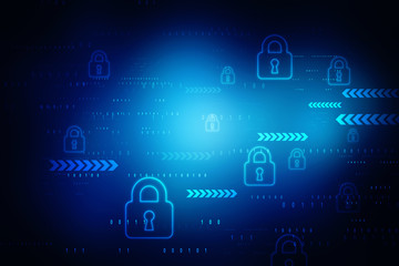 2d illustration Safety concept: Closed Padlock on digital background