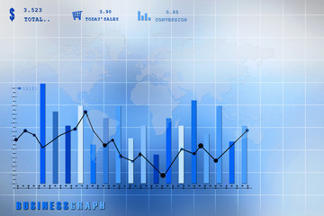 2d rendering Stock market online business concept. business Graph 