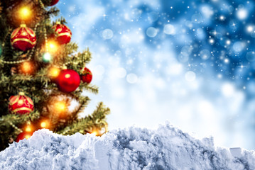 Winter background of free space and snowflakes 