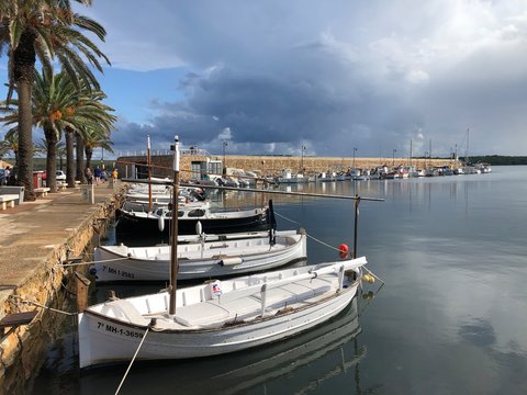 fishing boats in Fornells harbor