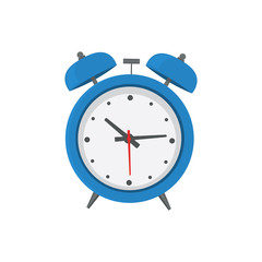 Alarm clock icon. Flat design style. Clock silhouette. Simple icon. Modern flat icon in stylish colors. Web site page and mobile app design element.