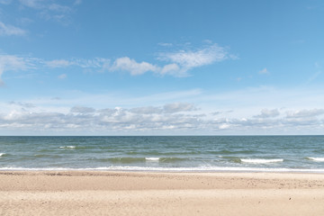 Fototapeta na wymiar Wavy Baltic sea at Coast of Latvia.