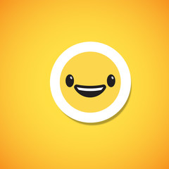 Yellow cute emoticon sticker, vector illustration