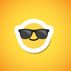Yellow cute emoticon sticker, vector illustration