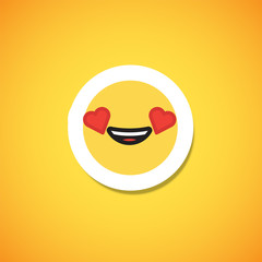 Yellow cute emoticon sticker, vector illustration