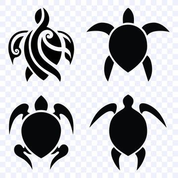 tattoo turtle polynesian, tribal ink design polynesian style, set vector isolated shape