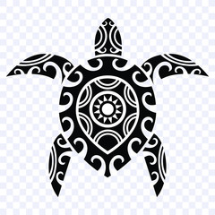 turtle tribal polynesian design pattern, isolated vector shape - obrazy, fototapety, plakaty
