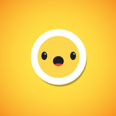 Yellow cute emoticon sticker, vector illustration