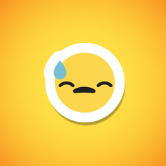 Yellow cute emoticon sticker, vector illustration