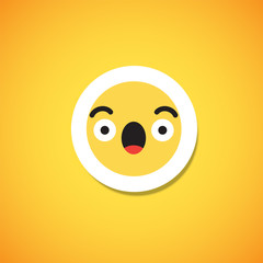 Fototapeta premium Yellow cute emoticon sticker, vector illustration