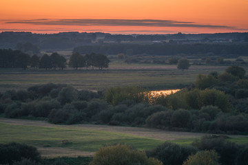 View from Gora Strekowa on the fields and trees at autumn, Podlaskie, Poland