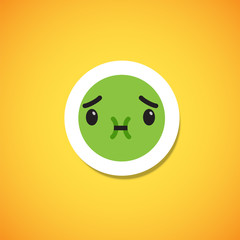 Yellow cute emoticon sticker, vector illustration