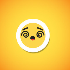 Fototapeta premium Yellow cute emoticon sticker, vector illustration
