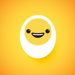 Cute egg emoticon face, vector illustration