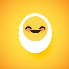Cute egg emoticon face, vector illustration