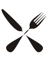 Cutlery set vector illustration. Knife and fork silhouette icon.