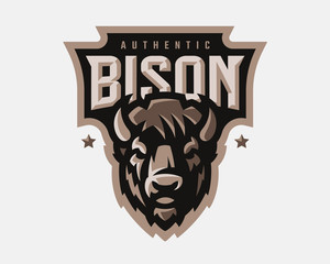 Bison modern logo. Bull template design emblem for a sport and eSport team. © augustos