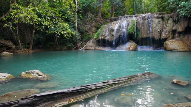 Erawan Waterfall (panning shot), Kanchanaburi, Thailand