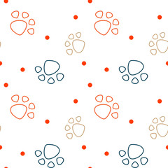 Vector seamless pattern with cat footprints. Can be used for wallpaper, web page background, surface textures.